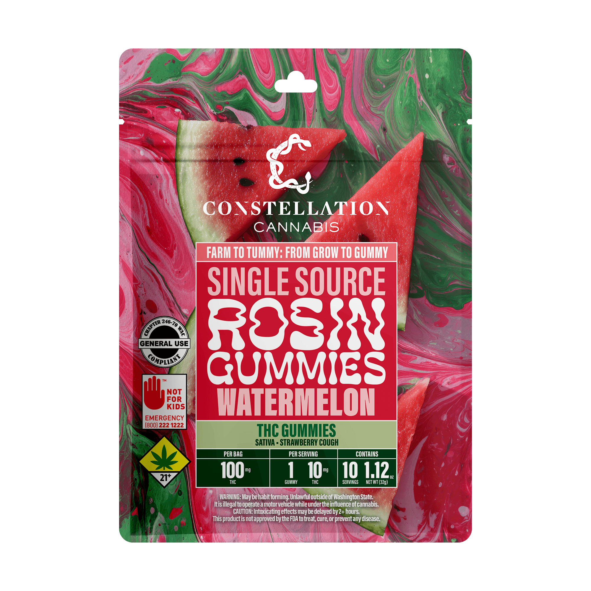 200mg - 1:1 Strawberry Kiwi - Constellation Cannabis - Moonshot - DOH Drink - THC:CBG