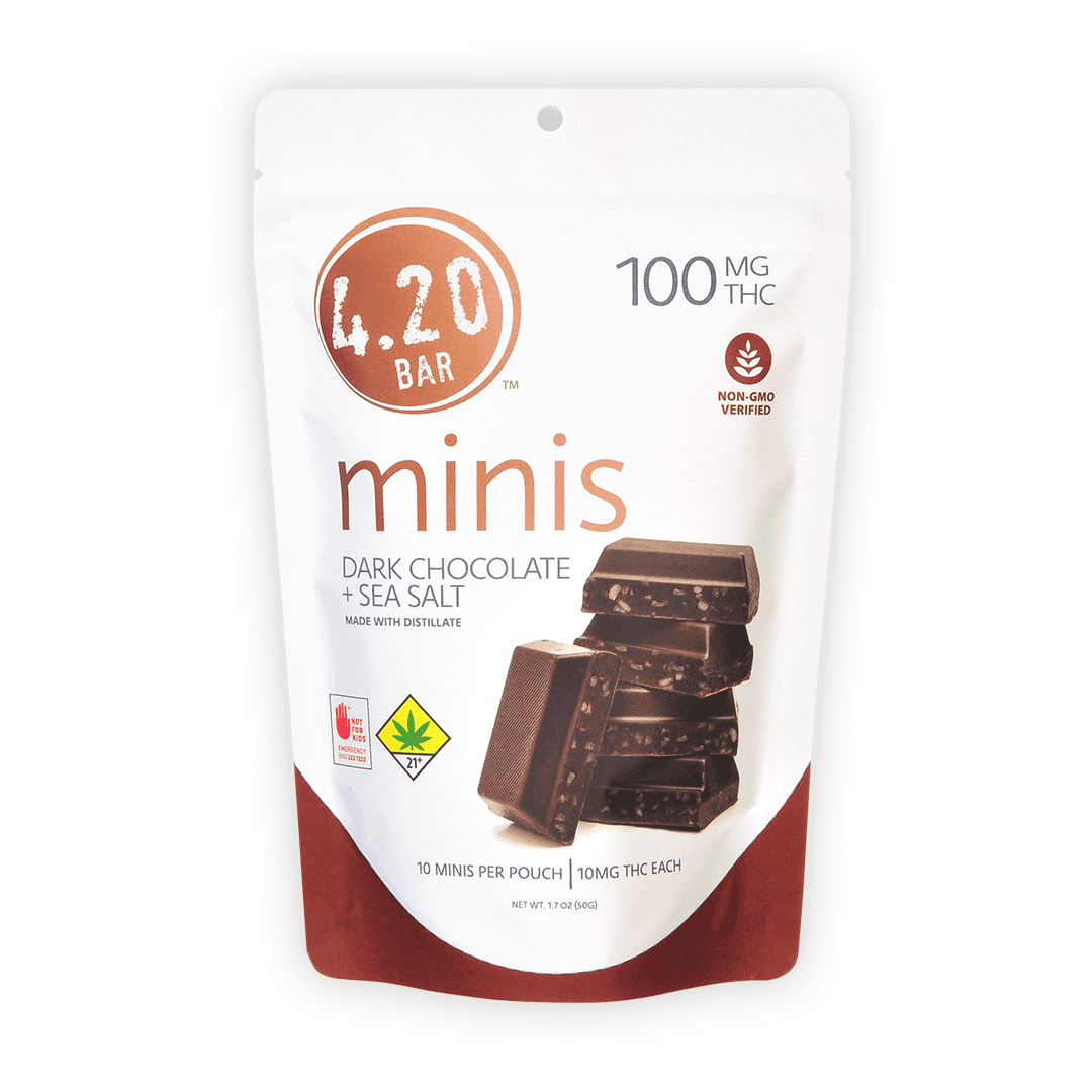 100mg - 10pk - Dark Chocolate Sea Salt - 4:20 Bar - DOH Edible - Chocolate - H