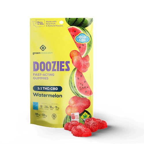 200mg - 10pk - 1:1 CBG Watermelon *Elevate - Doozies - DOH Edible - H