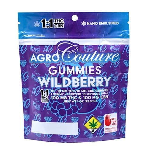 10pk - 200mg - 1:1 - Wild Berry - Agro Couture - Gummies - THC:CBN