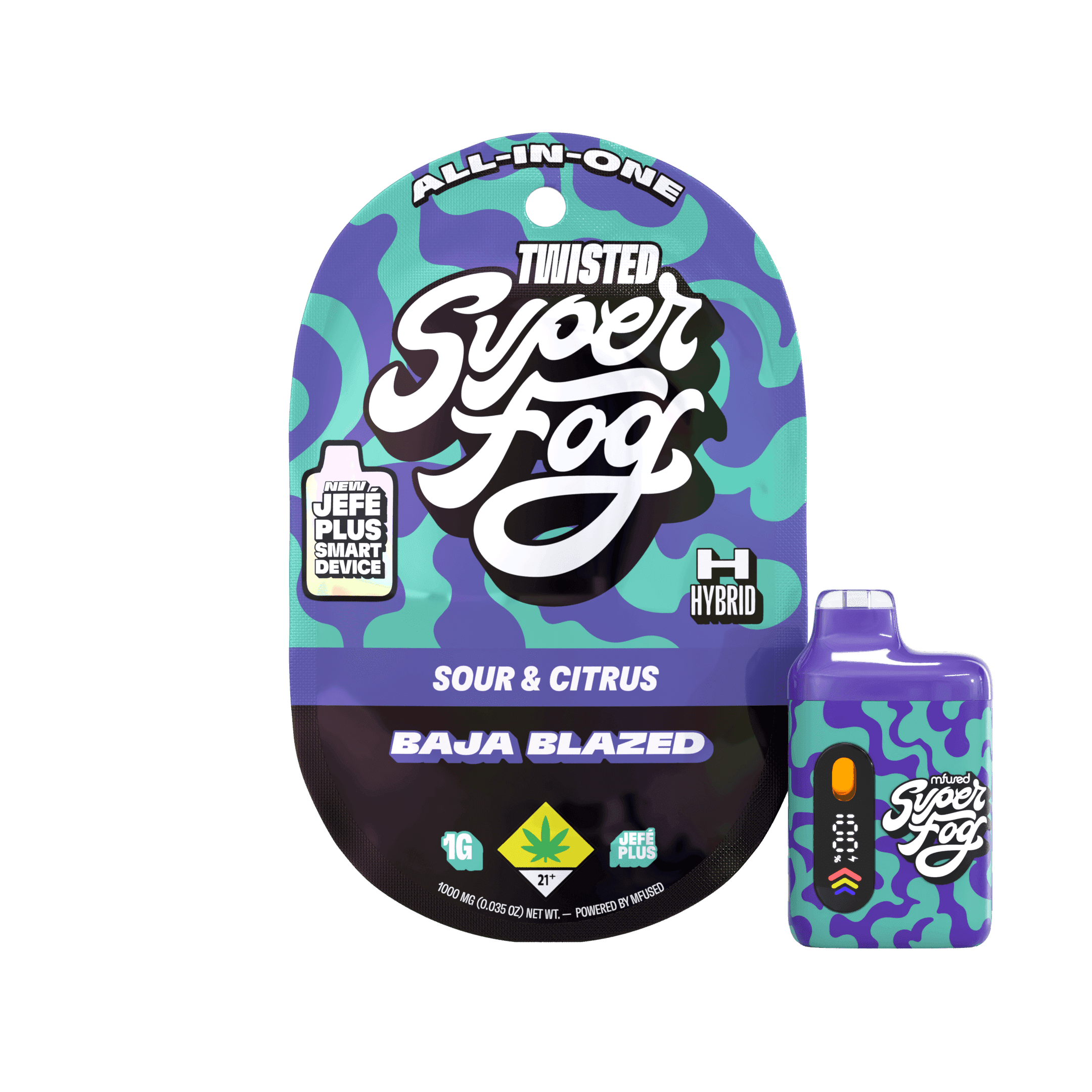 1g - Baja Blazed "Sour & Citrus" - Super Fog Twisted - DOH Cartridge - Tanker - Liquid Diamonds - H