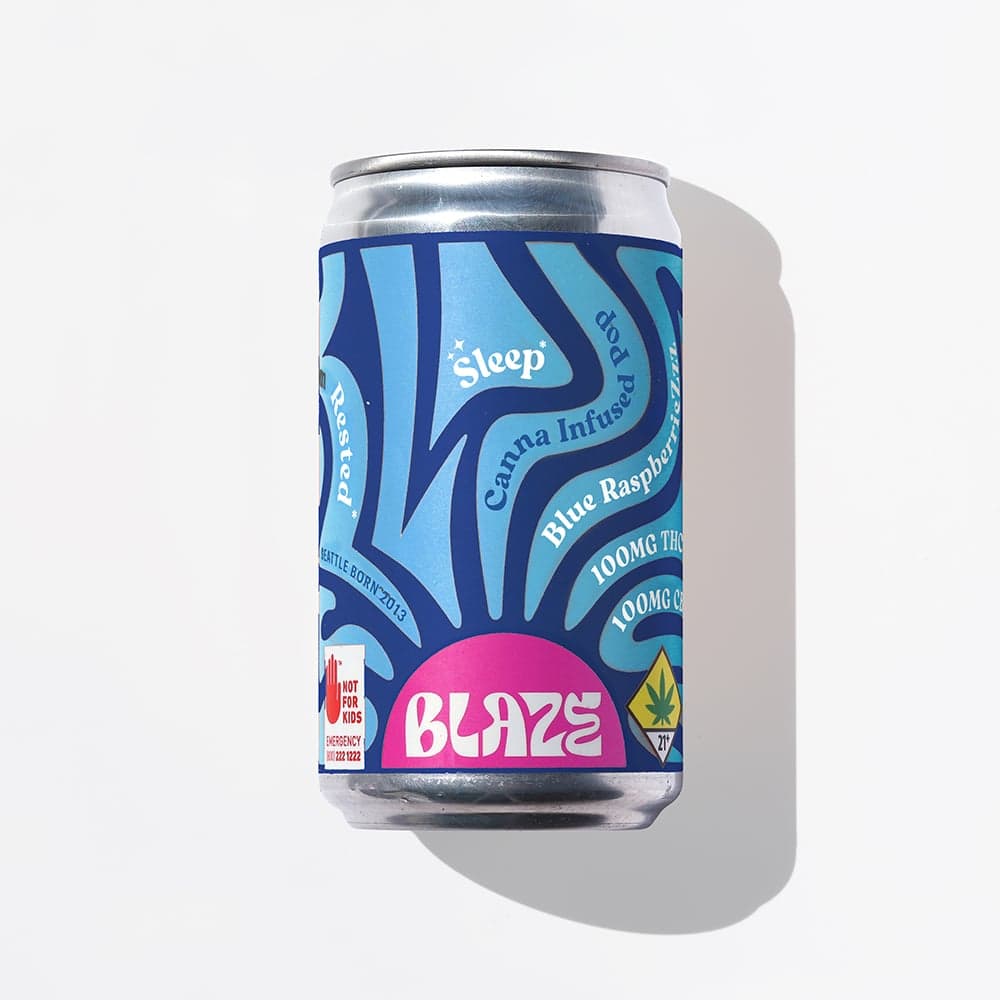 200mg - 1:1 Blue Raspberry *Can* - Blaze Soda - DOH Drink - CBN:THC