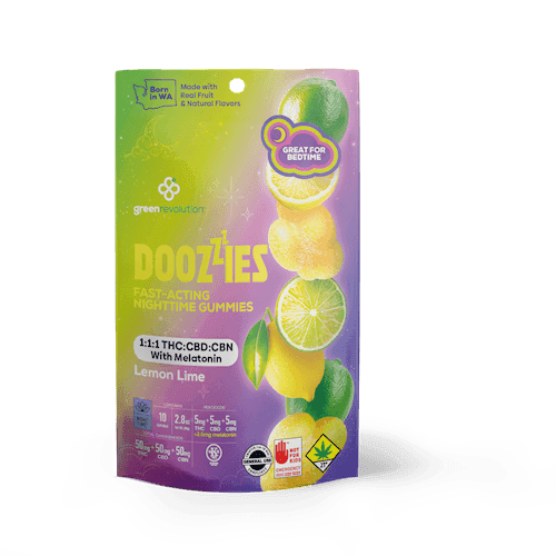150mg - 10pk - 1:1:1 Lemon Lime w/Melatonin - Doozies - DOH Edibles - Gummies - THC:CBD:CBN
