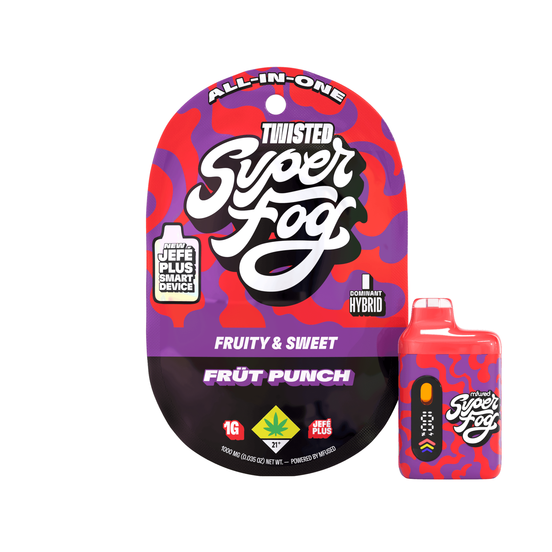 1g - Frut Punch "Fruity & Sweet" - Super Fog Twisted - DOH Cartridge - Disposable - Liquid Diamonds - IH