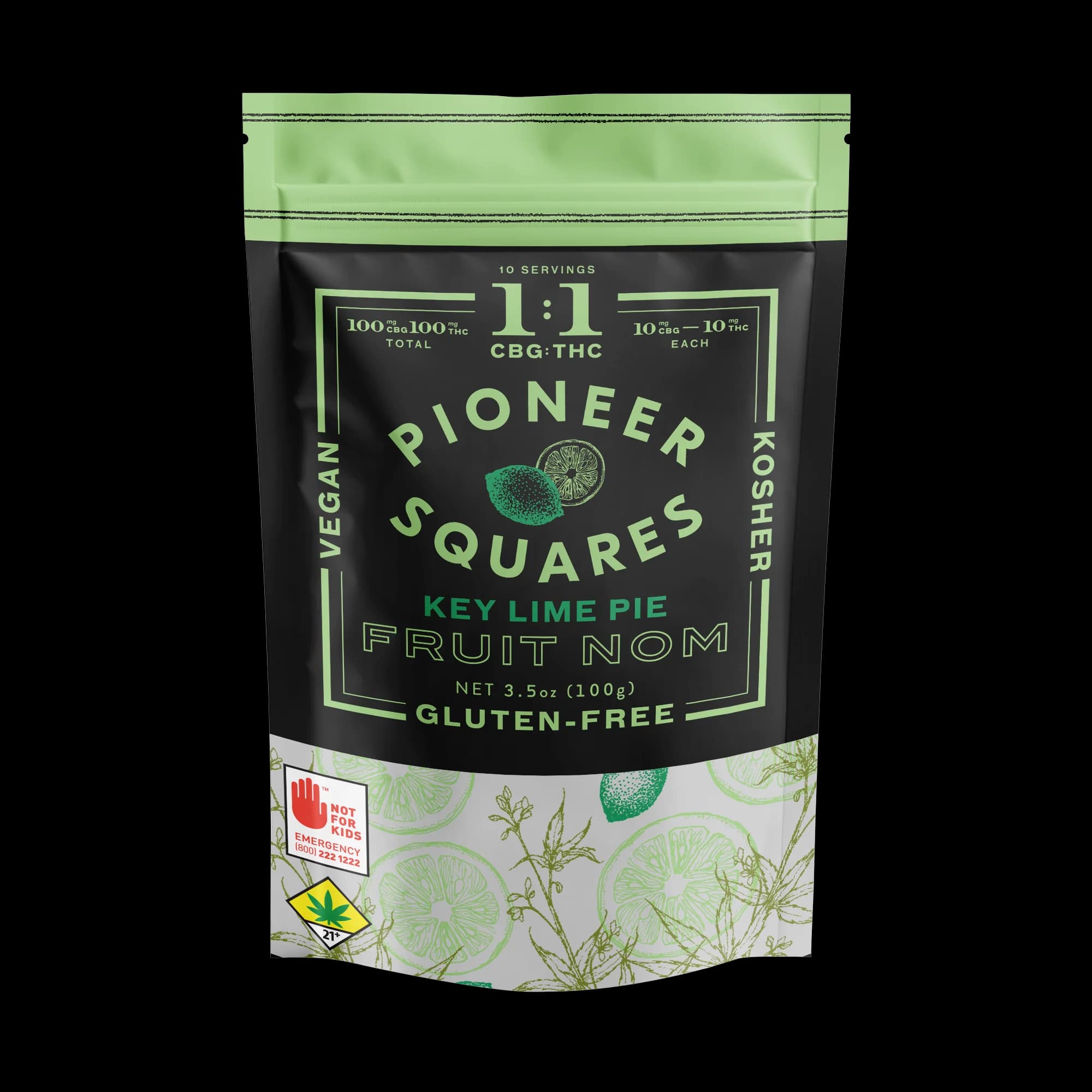 100mg - 10pk - 1:1 - Key Lime Pie - Pioneer Squares - Edible DOH - THC:CBG - H