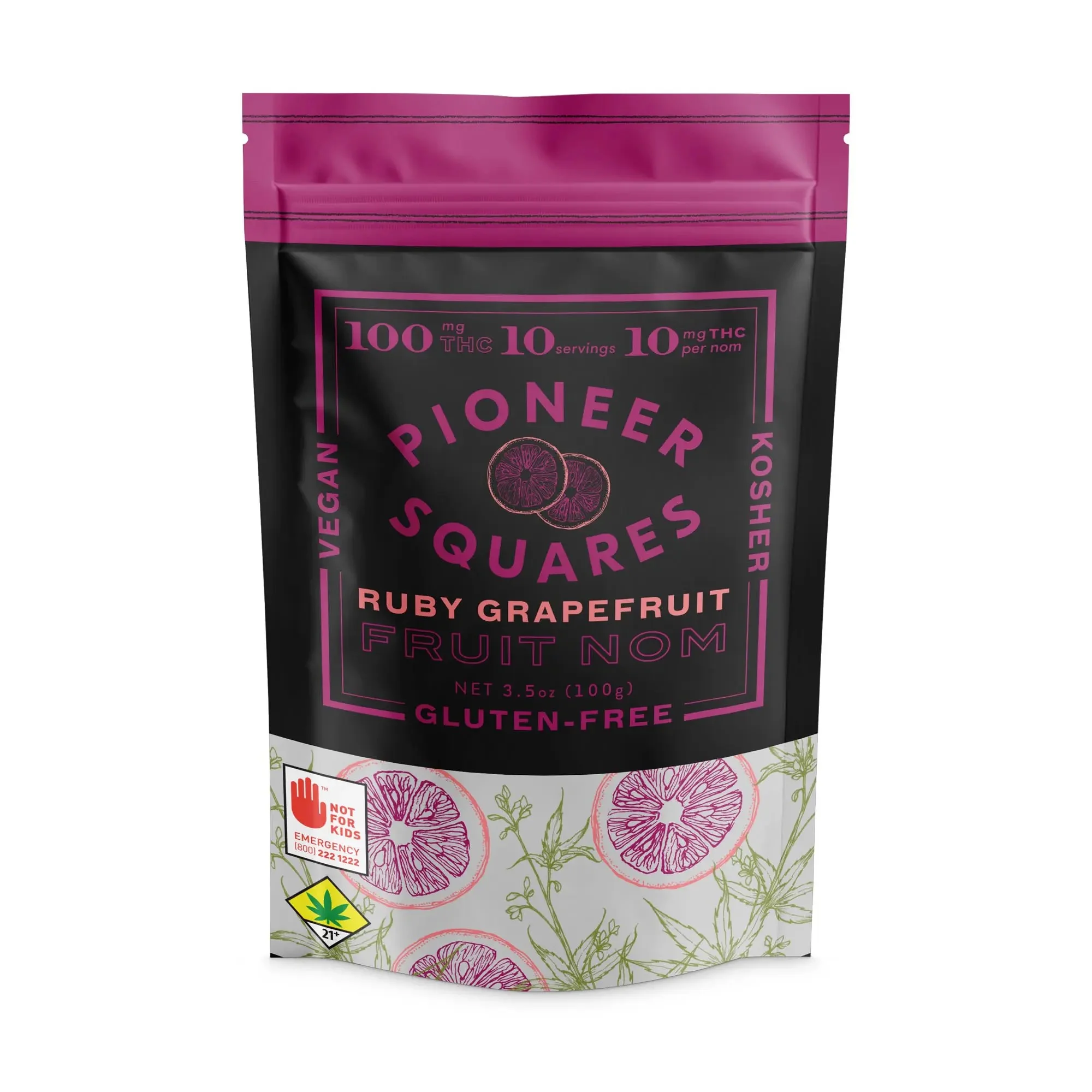 100mg - 10pk - Ruby Grapefruit - Pioneer Square - Fruit Noms - DOH Compliant