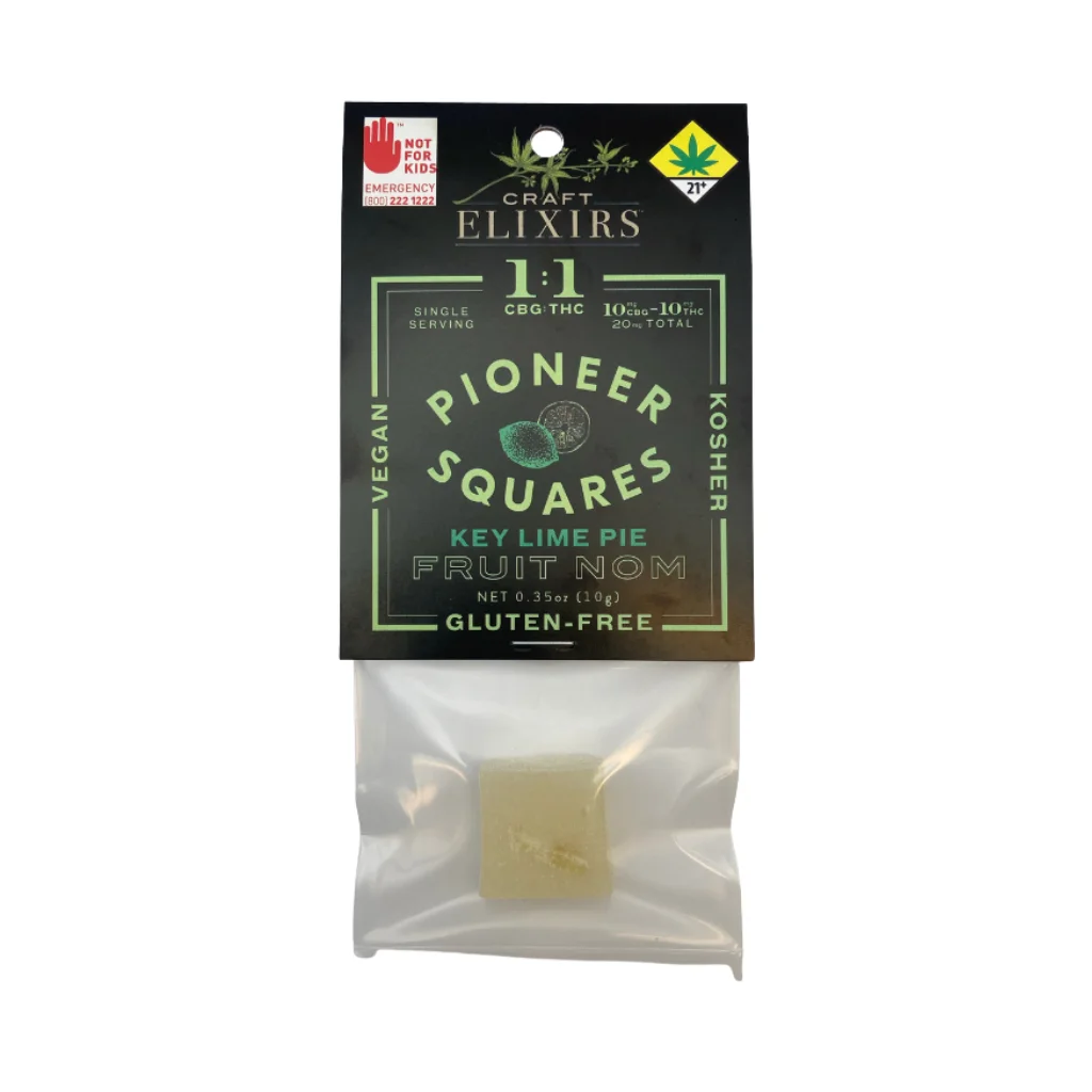 10mg - 1:1 - Single - Key Lime Pie - Pioneer Squares - DOH Edible - Fruit Nom - Vegan - Kosher - Gluten Free - CBG