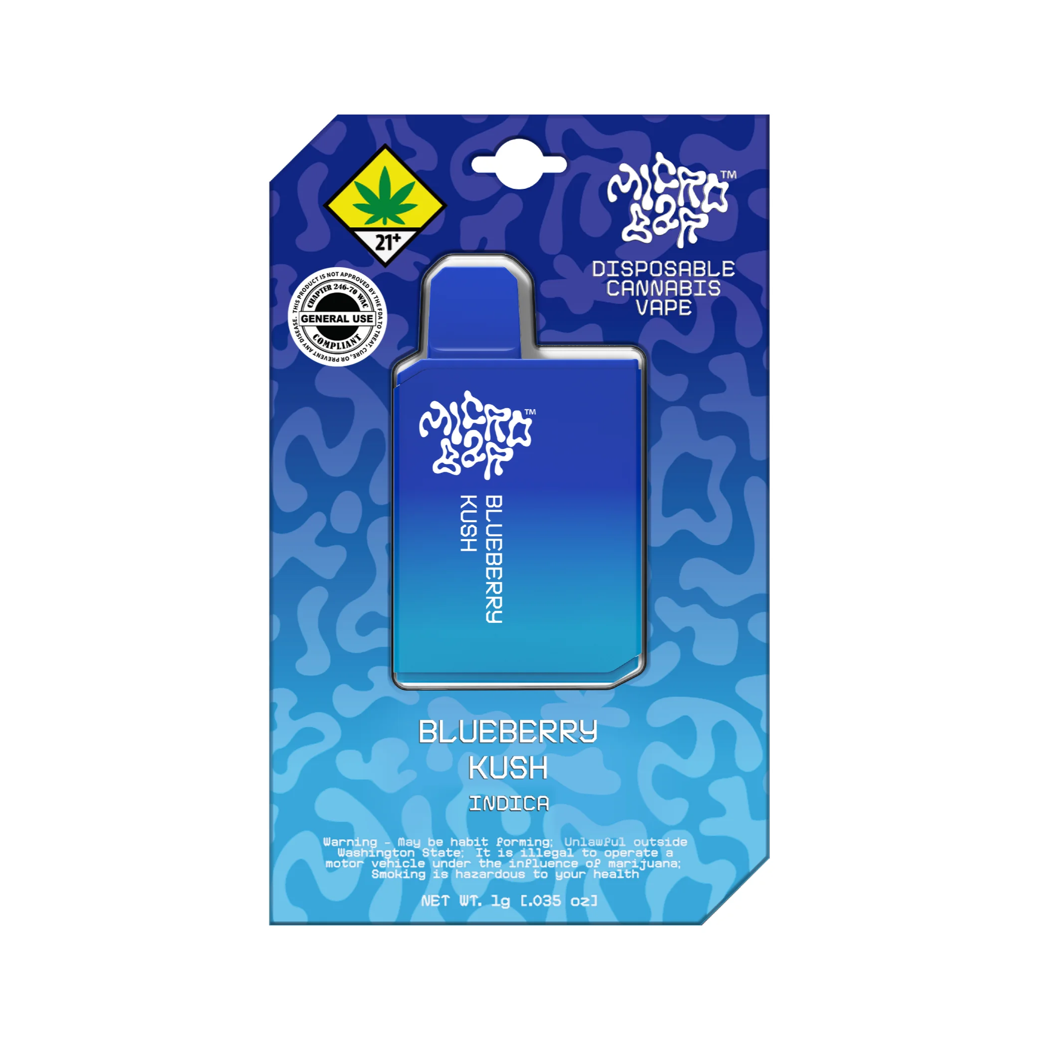 1g - Blueberry Kush - MicroBar - DOH Cartridge - Disposable - I