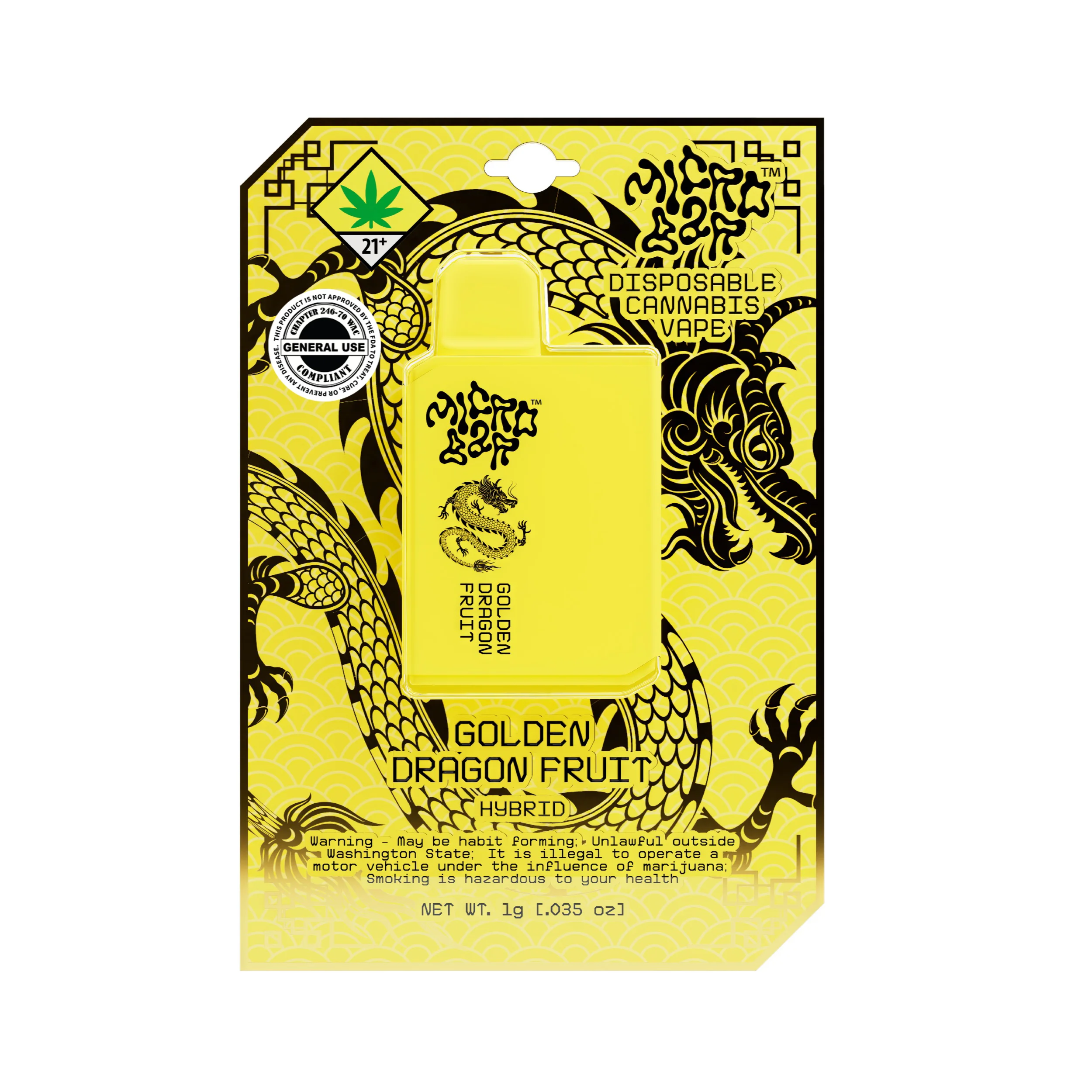 1g - Golden Dragon Fruit - MicroBar - DOH Cartridge - Disposable - H