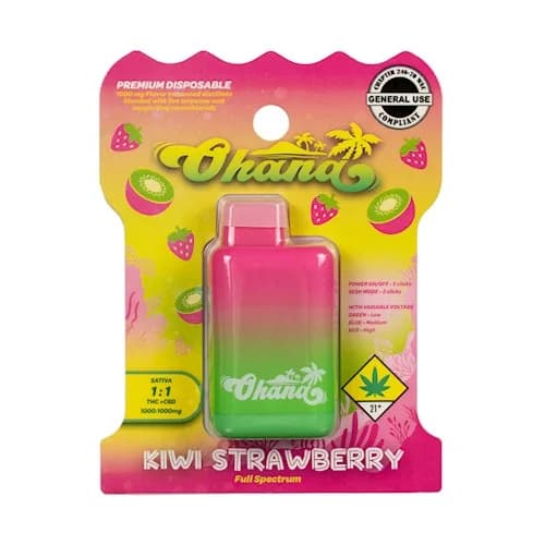 1g - Kiwi Strawberry 1:1 - Ohana - DOH Cartridge - Disposable - THC:CBD - S