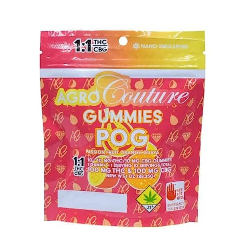 10pk - 200mg - 1:1 - POG - Agro Couture - Gummies - THC:CBG