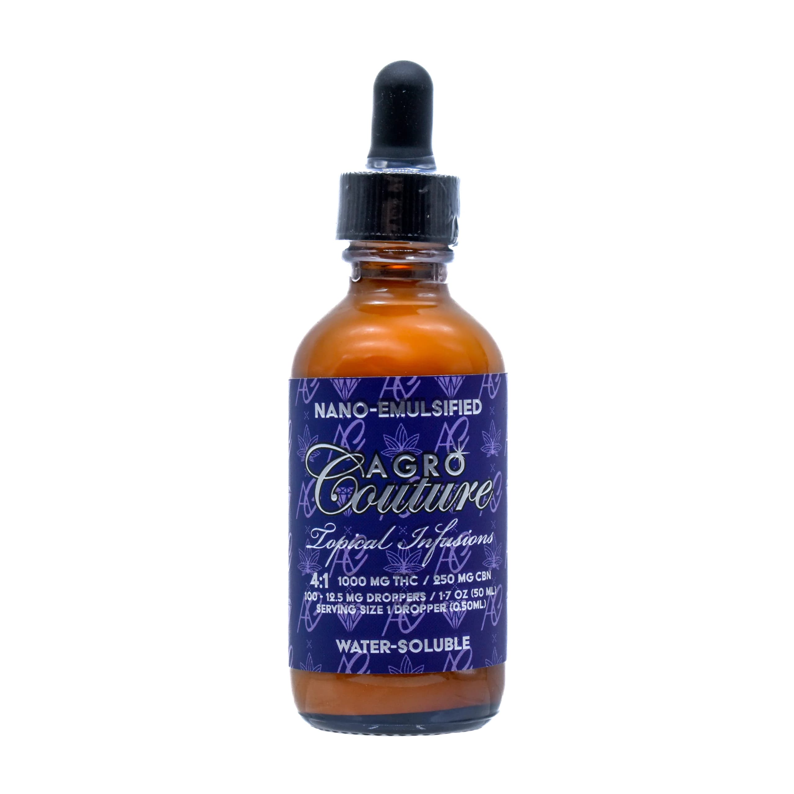 1.7oz - 1250mg - 4:1 Topical Infusions Dropper - Agro Couture - DOH Topical - Dropper - THC:CBN
