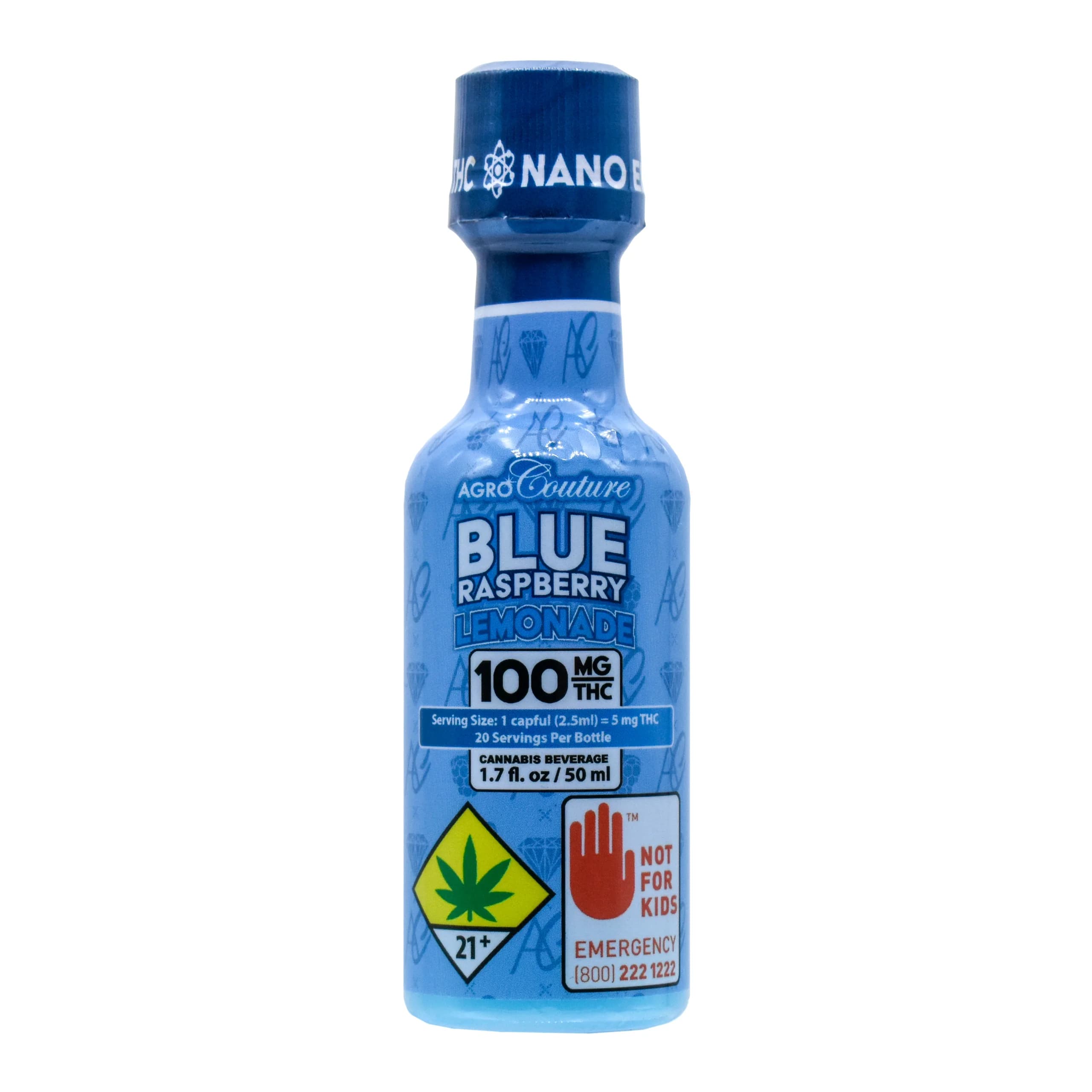 1.7fl - 100mg - Sugar Free Blue Raspberry - Agro Couture - DOH Drink - H