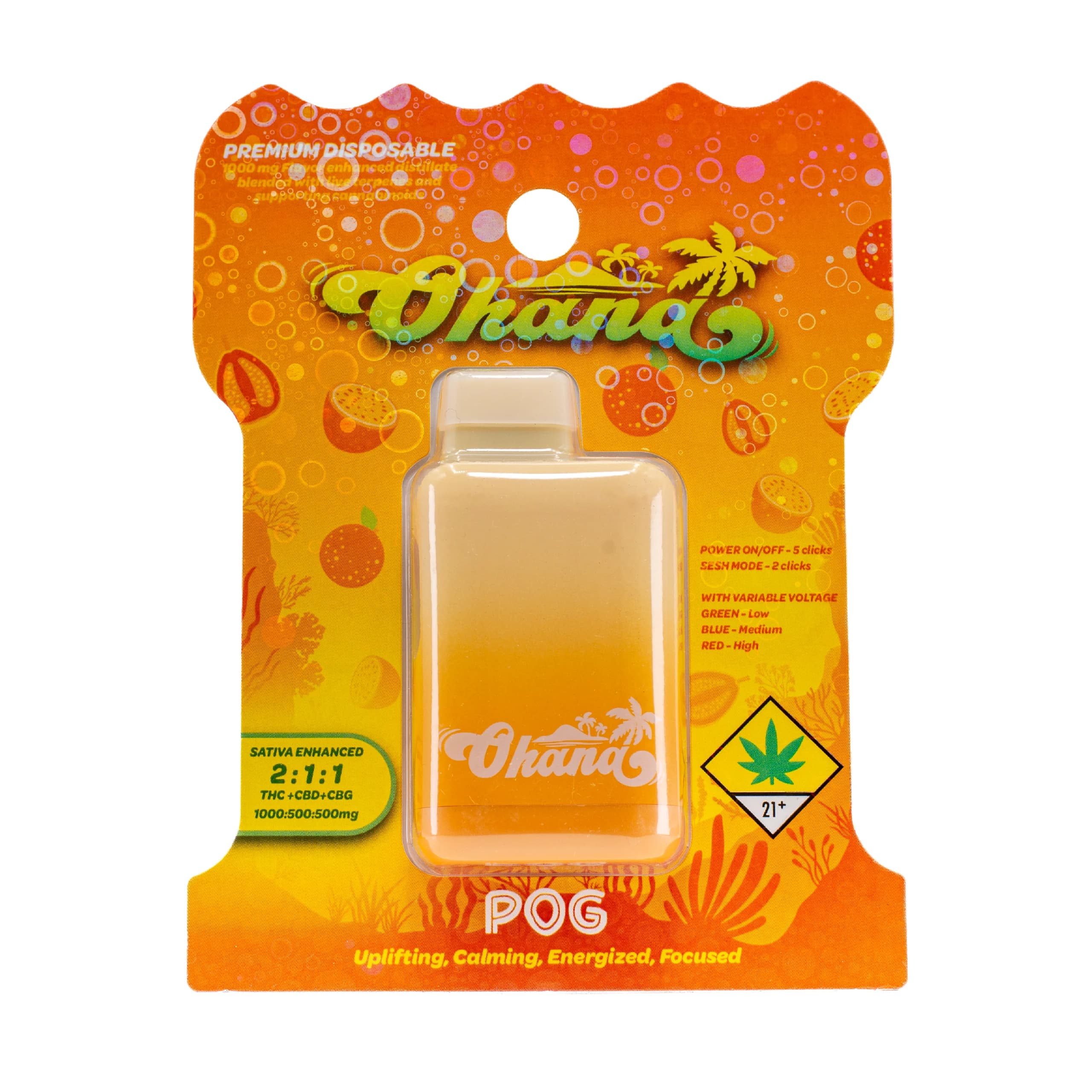1g - POG 2:1:1 - Ohana - DOH Cartridge - Disposable - THC:CBD:CBG - S