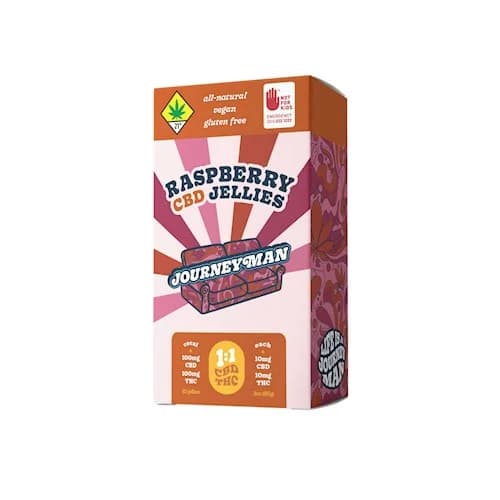 10pk - 100mg - 1:1 Raspberry - Journeyman - DOH Edible - Jellies - THC:CBD