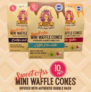 10pk - 100mg - Salted Caramel *Mini Waffle Cones* - Kelly's - DOH Edible - H