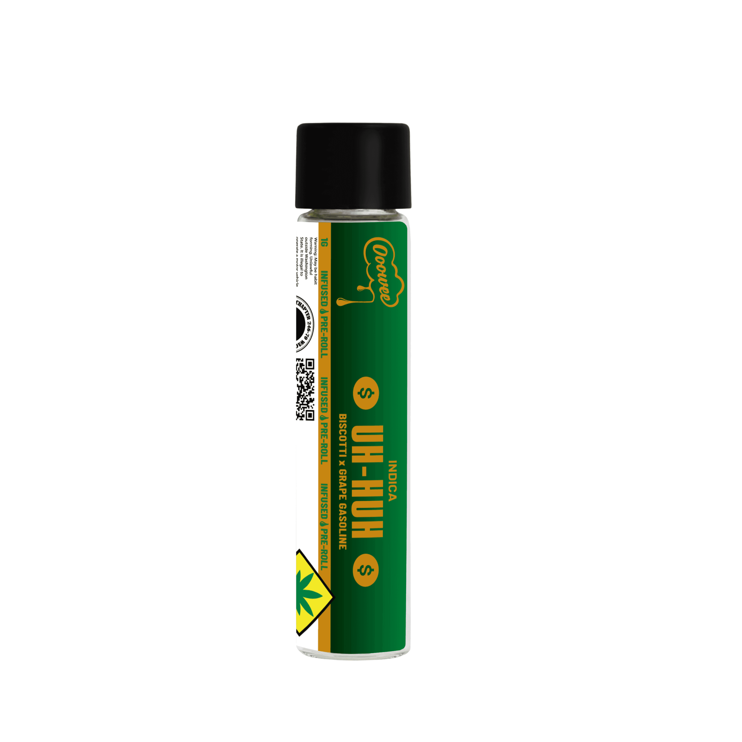 1g - Uh-huh *Double Infused* - Ooowee - DOH Infused Preroll - Outside - Kief + Oil - I