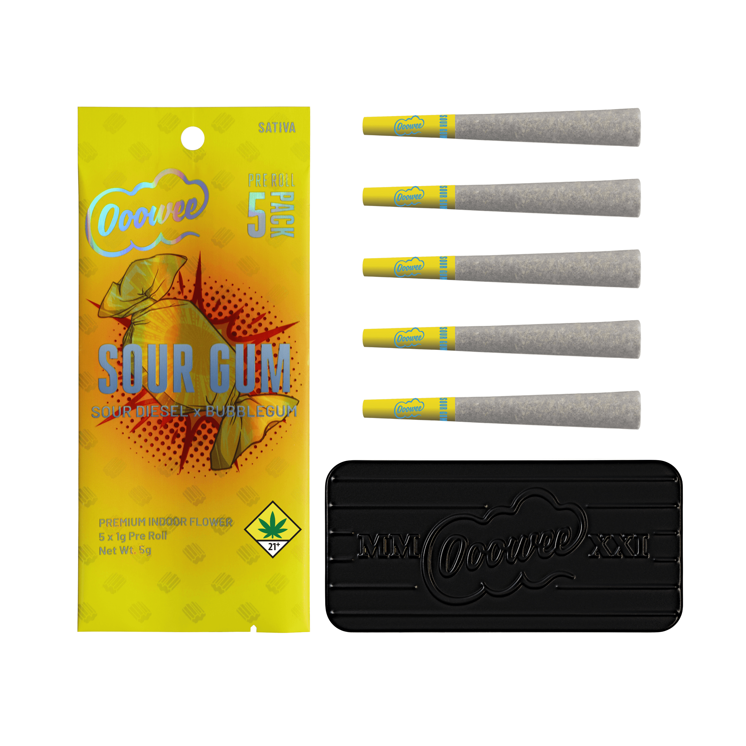 5pk - 1g - Sour Gum - Ooowee - DOH Preroll - S
