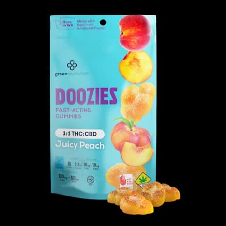 200mg - 10pk - 1:1 Peach *Elevate* - Doozies - DOH Edible - H