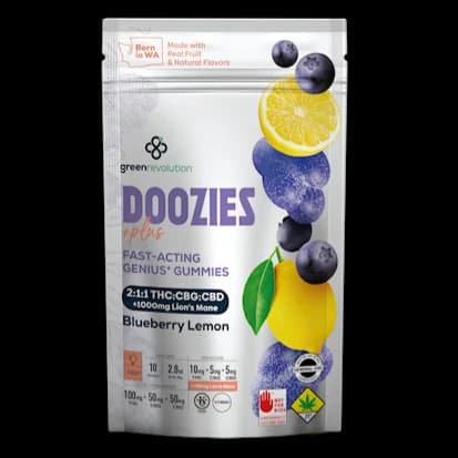 10pk - 100mg - 2:1:1 - Blueberry Lemon - Doozies Plus - Edible - DOH Compliant - Gummies - THC/CBG/CBD