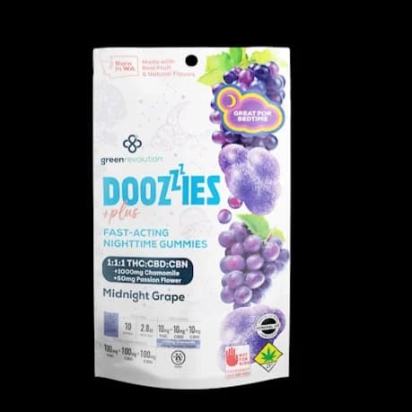 10pk - Midnight Grape 1:1:1 - Doozies + - DOH Edible - THC/CBD/CBN - I