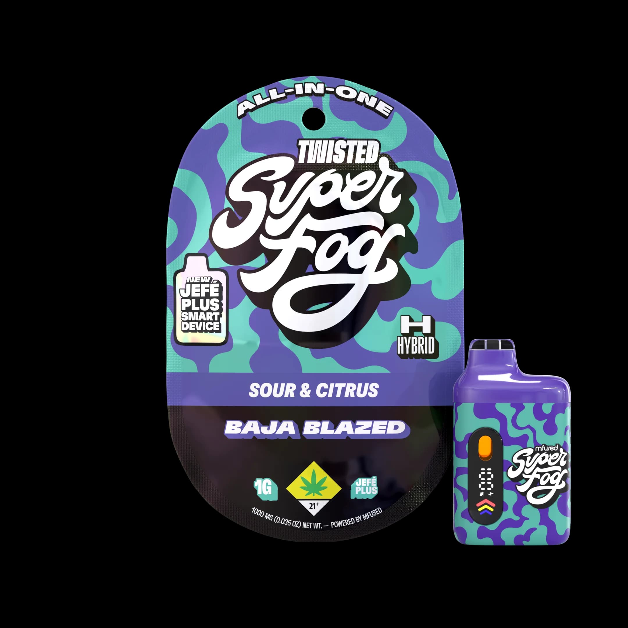 1g - Baja Blazed "Key Lime" - Super Fog Twisted - DOH Cartridge - Disposable - Liquid Diamonds - DOH Compliant -H
