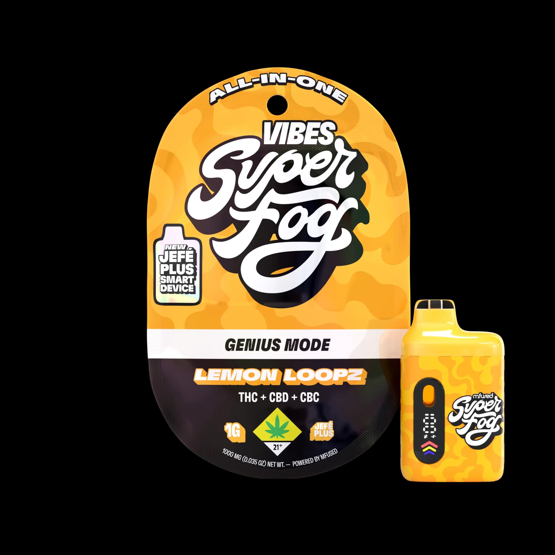 1g - 4:1:1 Genius Mode "Lemon " - Super Fog Vibes - DOH Cartridge - Disposable - THC:CBD:CBC