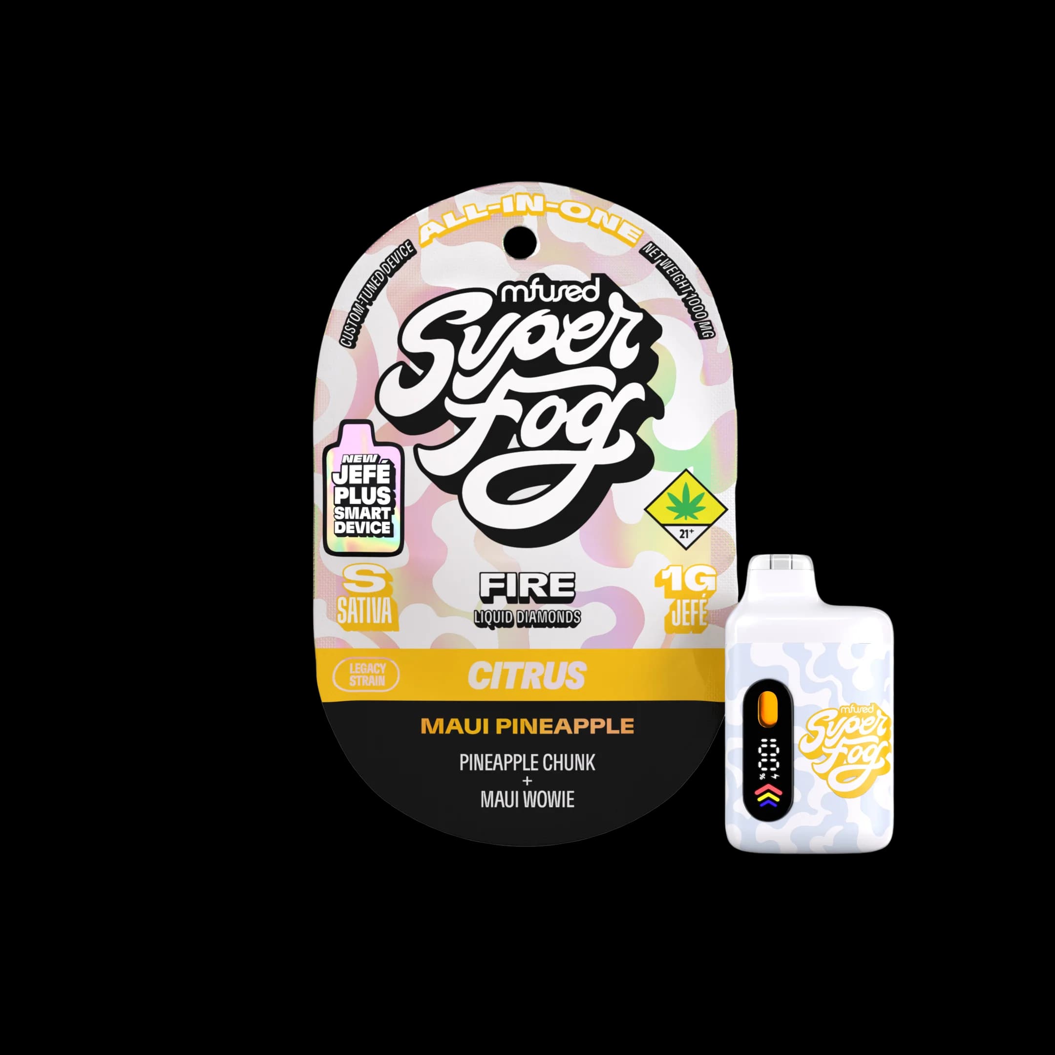 1g - Maui Pineapple "Citrus" - Super Fog Fire - DOH Cartridge - Disposable - Liquid Diamonds - S