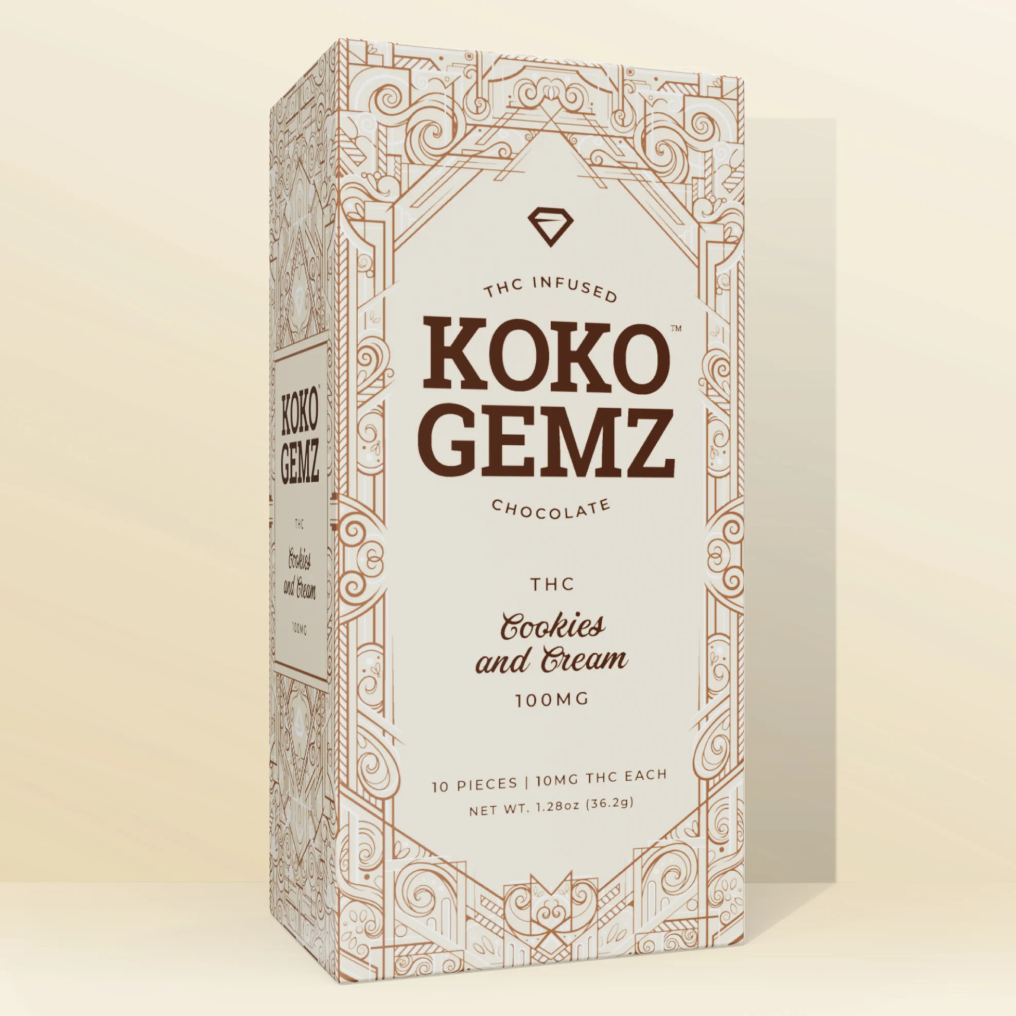 100mg - 10pk - Cookies N' Cream - Koko Gemz - DOH Edible - Truffles - H