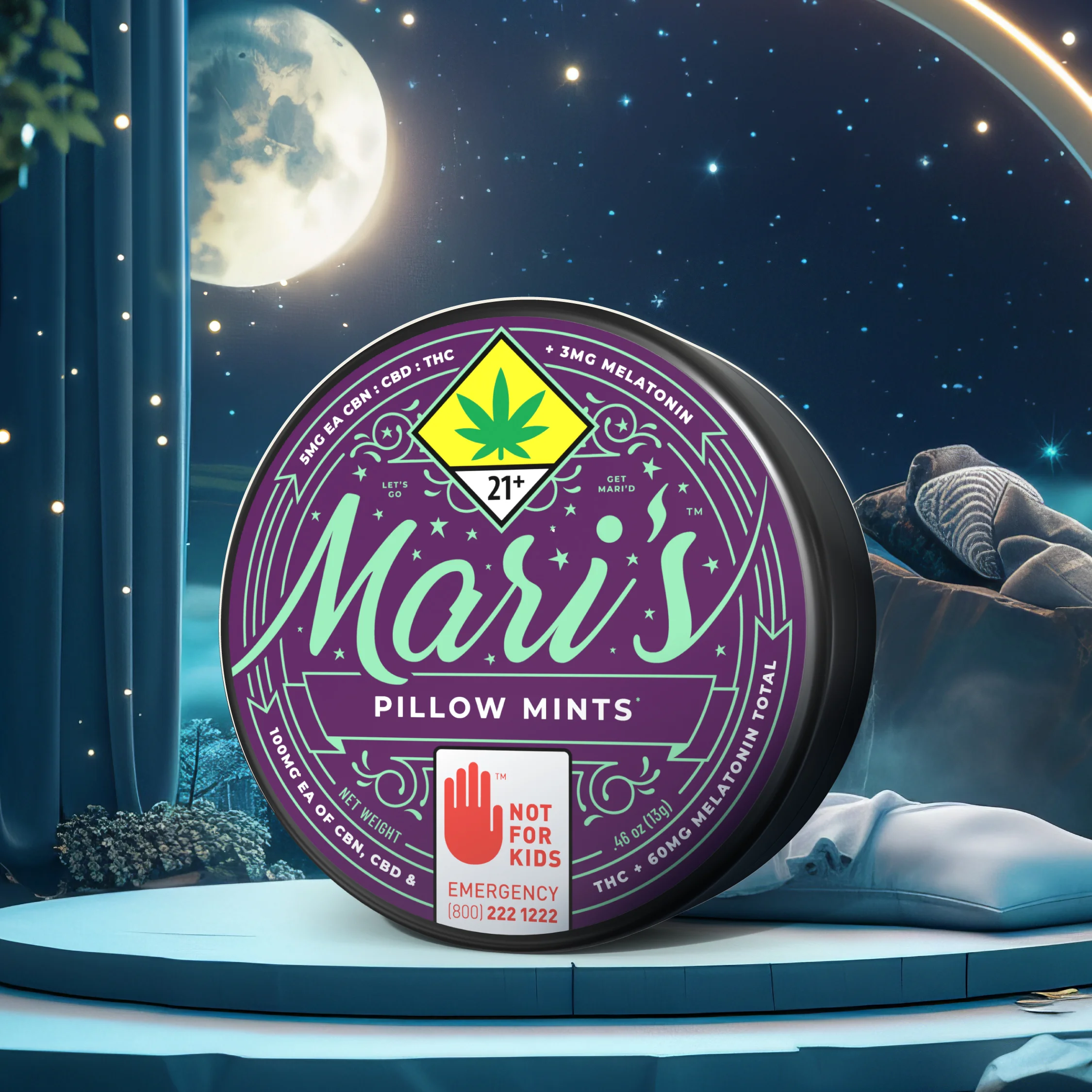100mg - 20pk - Peppermint Pillow - Mari's Mints - Edibles - CBD:CBN:THC