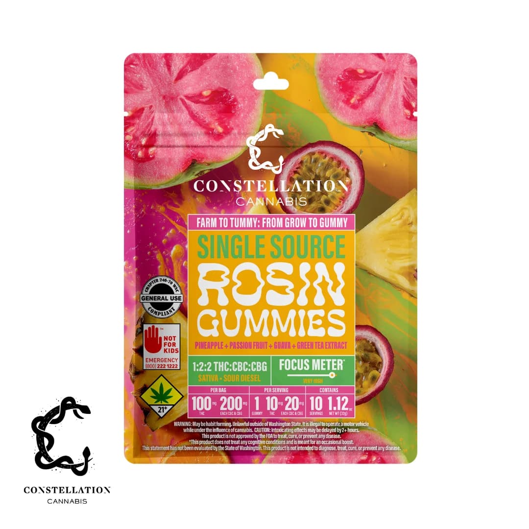 500mg - 10pk - 1:2:2 - THC:CBD:CBG - Pineapple+Passion Fruit+Guava+ Green Tea Extract- Constellation Cannabis - DOH Edible - Rosin - S