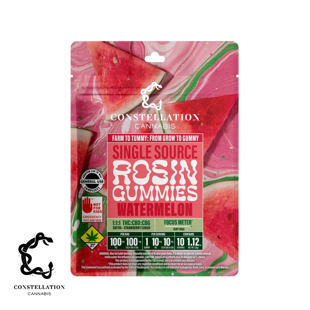 300mg - 10pk - 1:1:1 - THC:CBD:CBG - Watermelon - Constellation Cannabis - DOH Edible - Rosin - H
