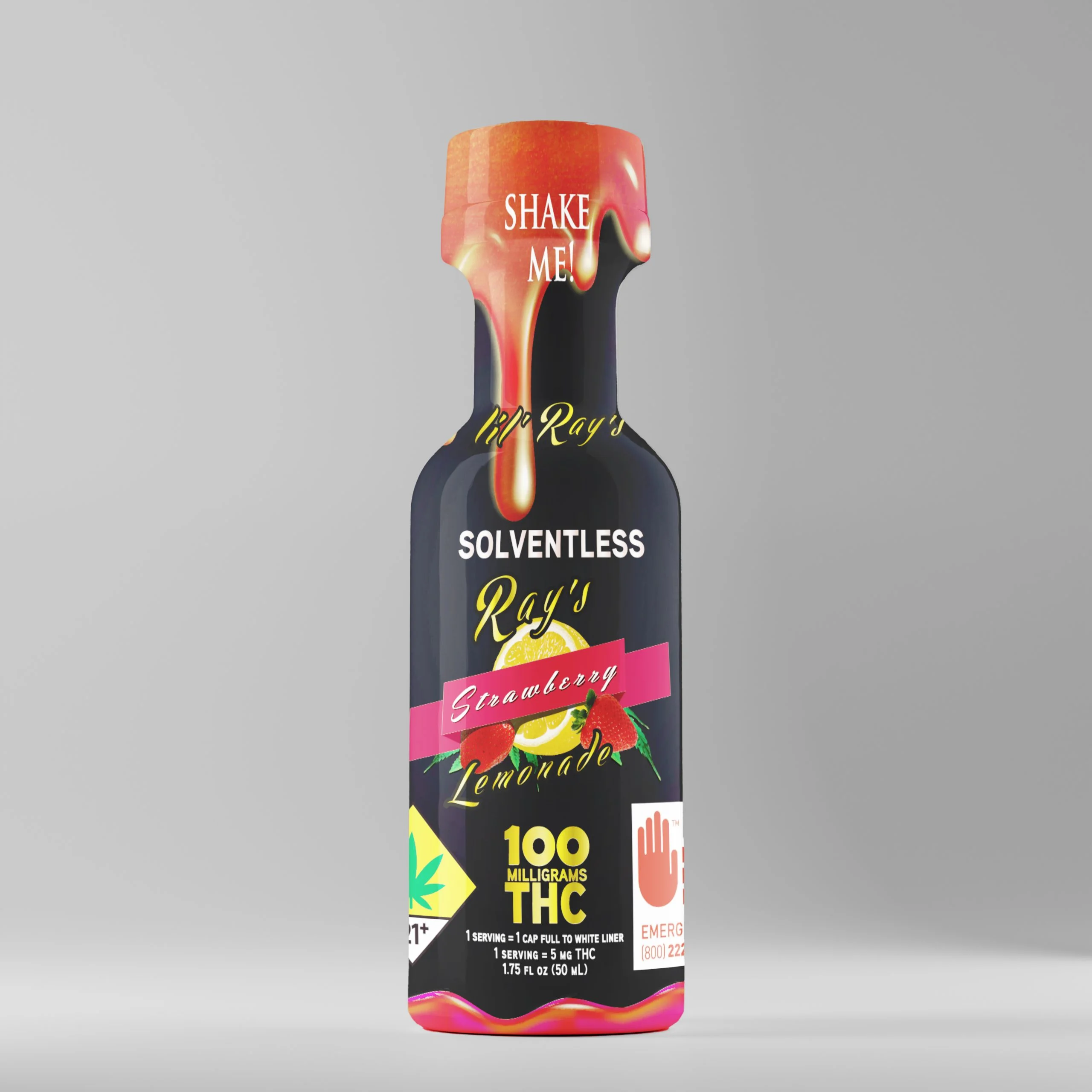100mg - Hash Rosin Strawberry Lemonade - Lil Ray's Shooter - DOH Drinks - H