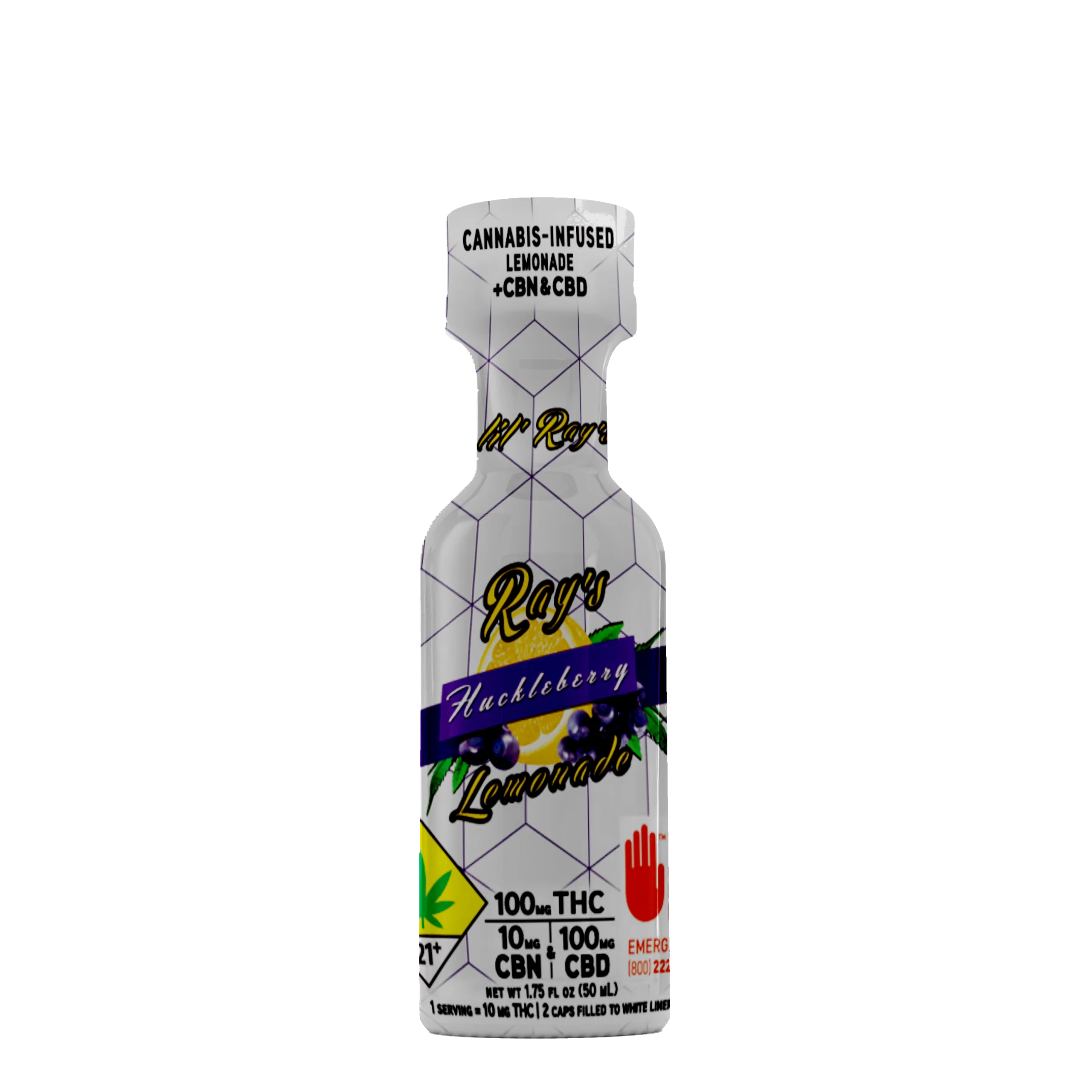 210mg - 10:10:1 - Huckleberry Lemonade - Lil Ray's - DOH Drinks - Shooter - THC:CBD:CBN