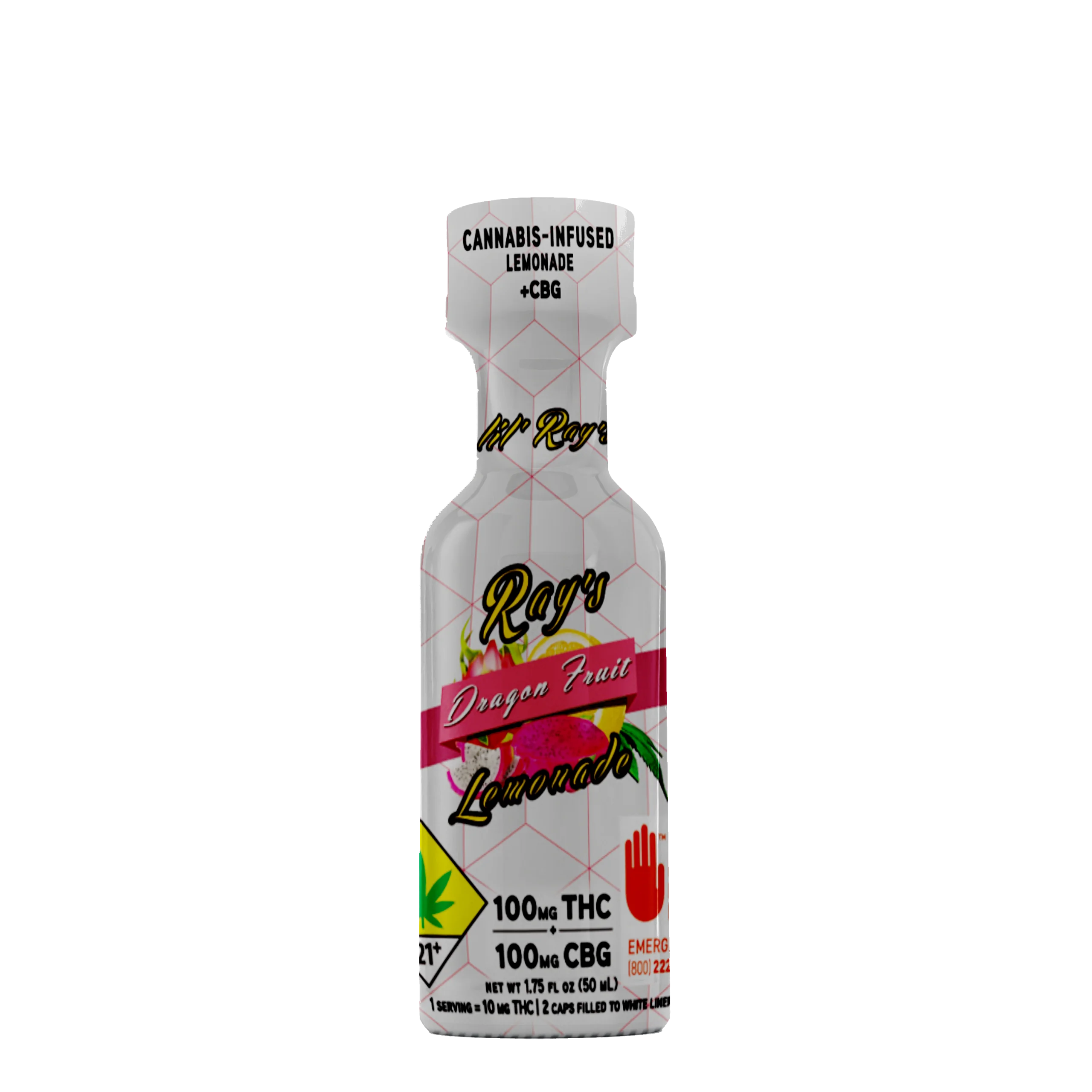 210mg - 10:10:1 - Dragon Fruit Lemonade - Lil Ray's - DOH Drinks - Shooter - THC:CBD:CBG