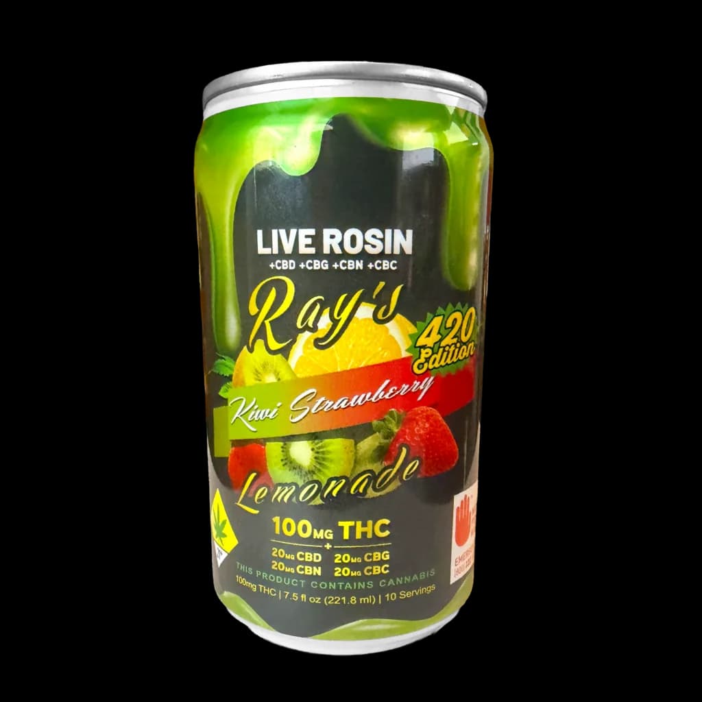 180mg - Live Rosin Kiwi Strawberry Lemonade - Ray's Lemonade - DOH Drinks - THC:CBD:CBG:CBC:CBN