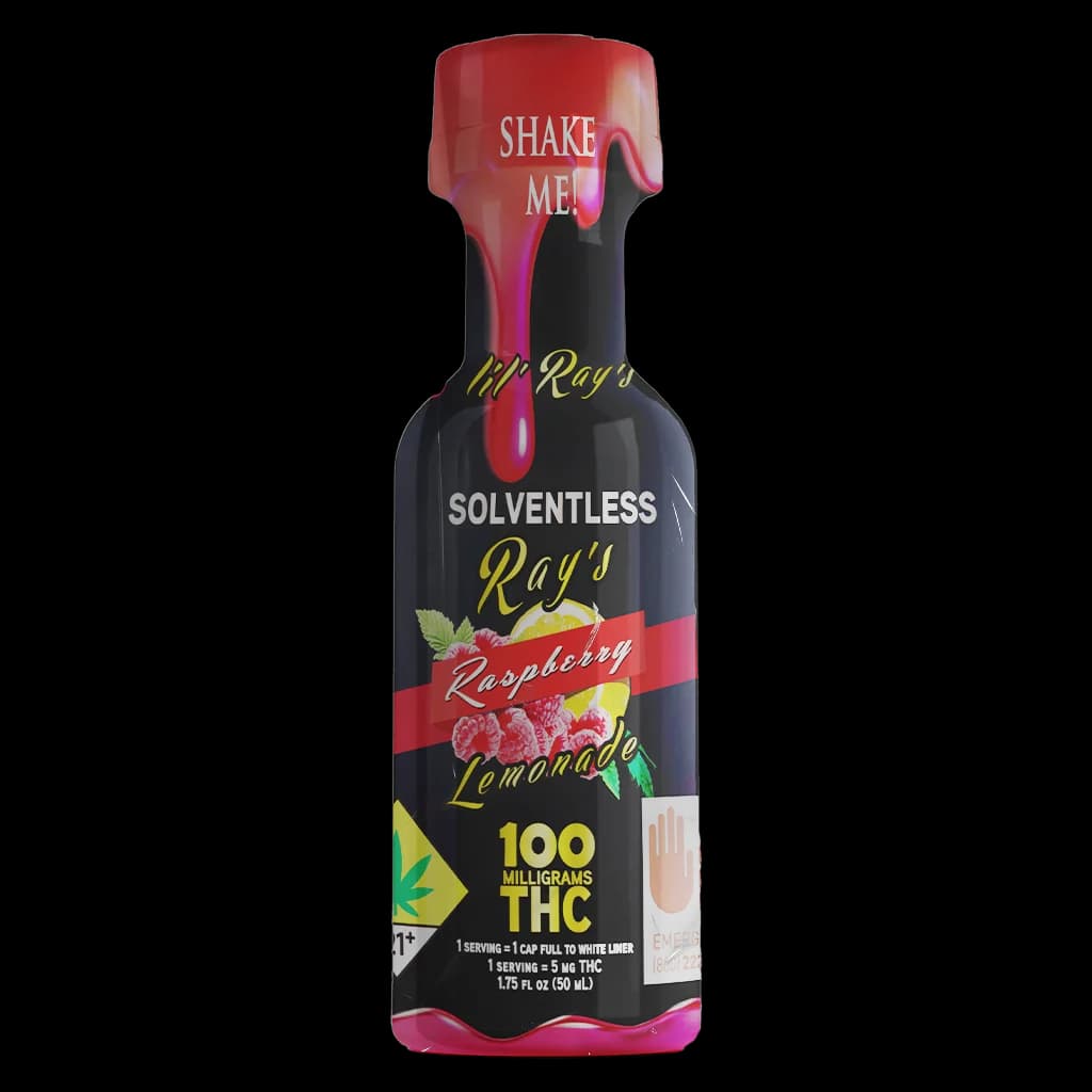 100mg - Hash Rosin Raspberry Lemonade - Lil Ray's Shooter - DOH Drinks - H