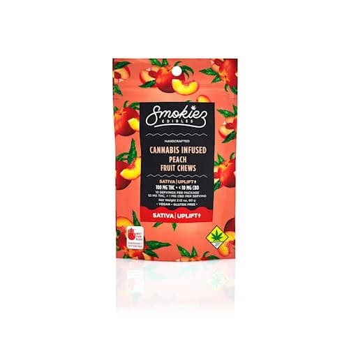 100mg - 10pk - Peach - Smokiez - DOH Edible - Fruit Chews -S