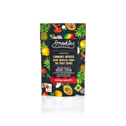 100mg - 10pk - Sour Tropical - Smokiez - DOH Edible - Fruit Chews - S