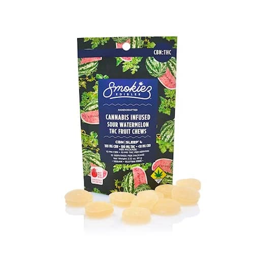 100mg - 1:1 Sour Watermelon - Smokiez - DOH Edible - Gummies - CBN