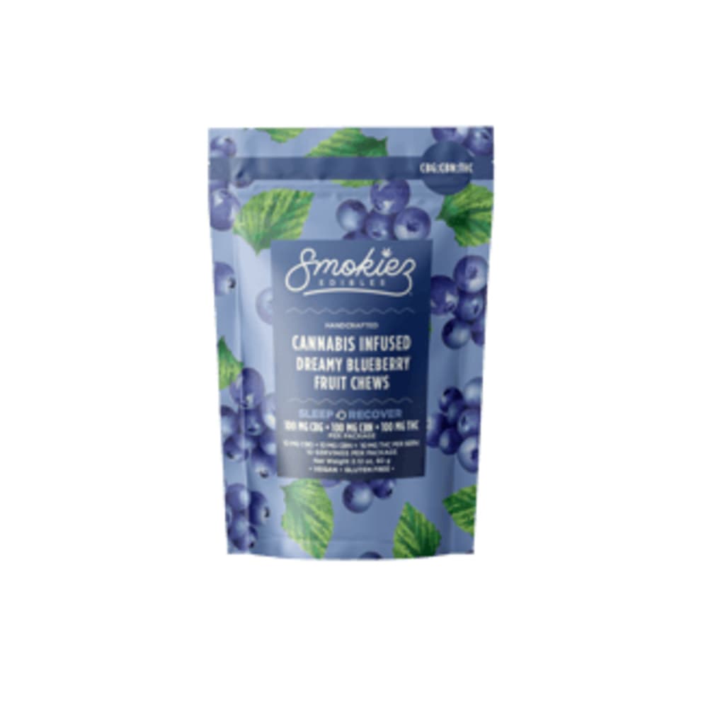 Smokiez Dreamy Blueberry Trifecta 100mg THC:CBG:CBN 1:1:1 Fruit Chews