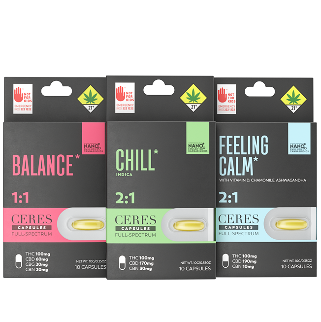 10pk - 1:1 Balance - Ceres - DOH Edible - Capsules - THC:CBD